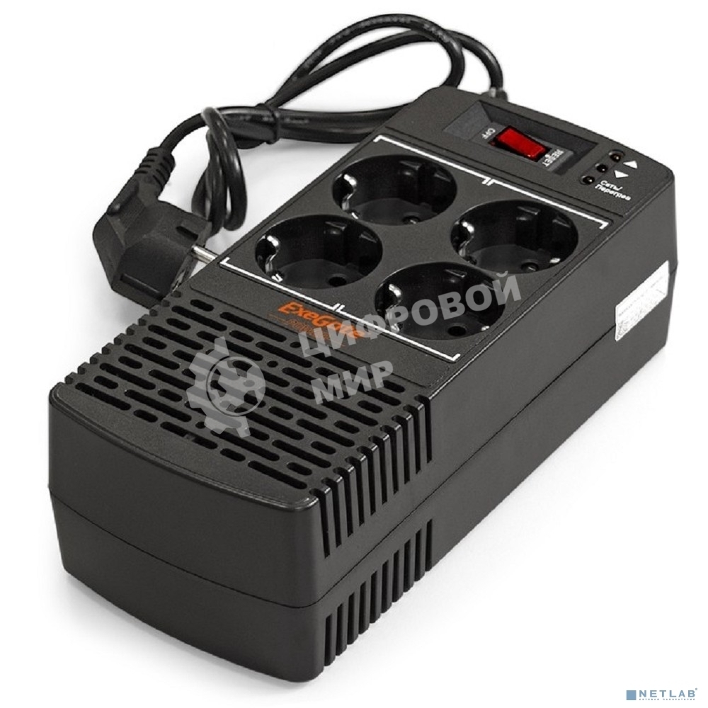 Стабилизатор ExeGate Power AD5000-1000 (1000VA/500W, диапазон 150...280В, 4 евророзетки)