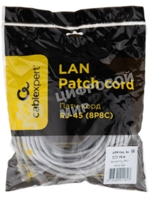 Патч-корд UTP Cablexpert cat.5e, 15м, литой, многожильный серый