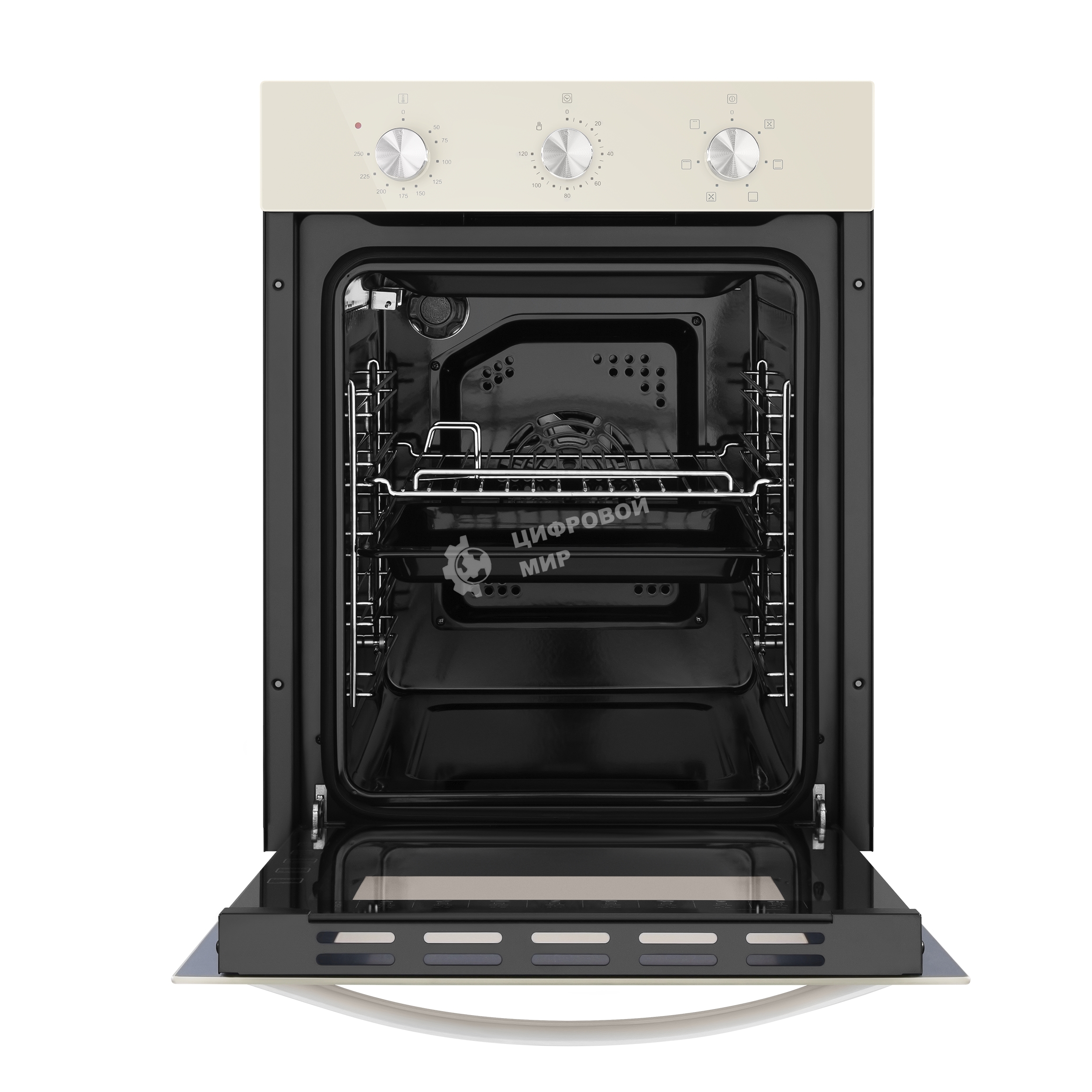 Шкаф духовой электрический Maunfeld EOEC516BG, встраиваемый, 51л, дверца с 2 стеклами, бежевый