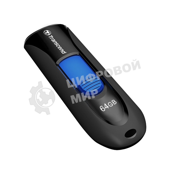 Флешка USB Transcend JetFlash 790 (TS64GJF790K), 64 Gb, USB 3.0, R/W 90/40, черный/синий