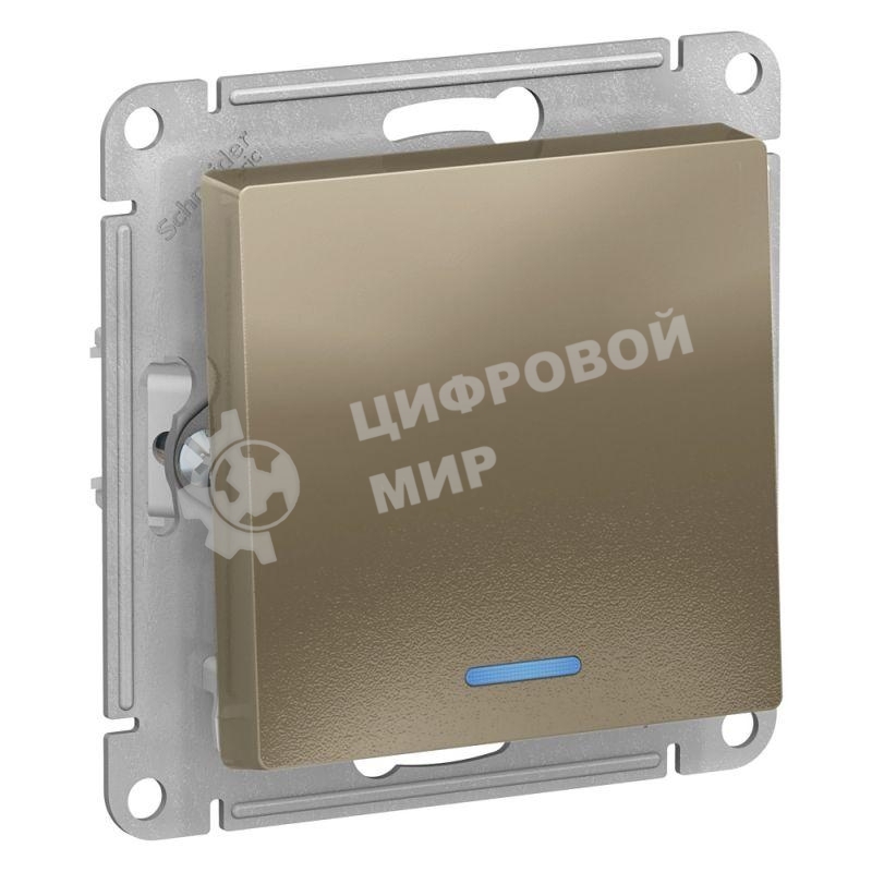 Механизм выключателя 1-кл. AtlasDesign с подсветкой (сх.1а) 10АХ шампань SchE ATN000513