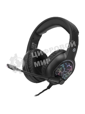 Гарнитура Oklick HS-L930G чёрный/синий, проводная, USB, подсветка