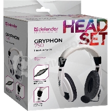 Гарнитура проводная Defender Gryphon 750 белый, кабель 2 м