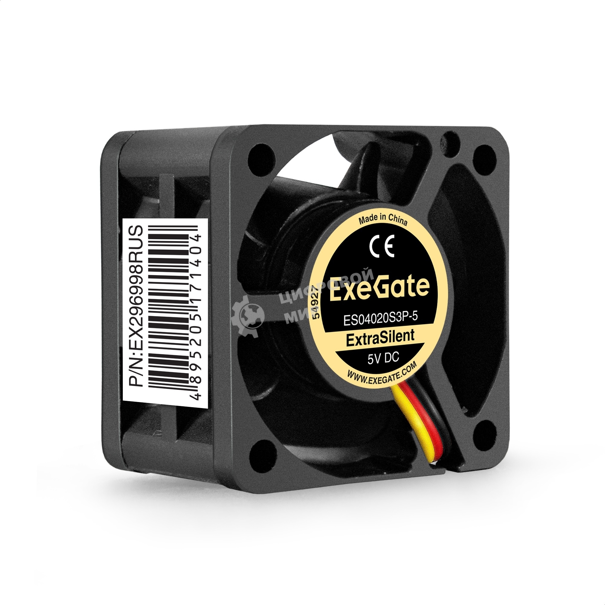 Вентилятор для корпуса ExeGate ExtraSilent ES04020S3P-5 черный, 40 мм, 4800 об/мин, 21 дБ, 3 pin