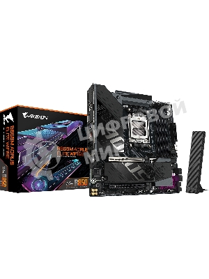 Материнская плата Gigabyte B850M AORUS ELITE WIFI6E, AM5, AMD B850, 4xDDR5, 4xSATA, 2xM.2, 1xPCIe 5.0 x16, 1xPCIe 3.0 x4, 1xDP (v1.4), 1x2.5Gb LAN, Wi-Fi 6E, Bluetooth 5.3, 2xUSB-C 10Gbps, 2xUSB-A 10Gbps, 5xUSB-A 5Gbps, 4xUSB-A 2.0, S/PDIF, 2x3.5 мм, 7.1, mATX