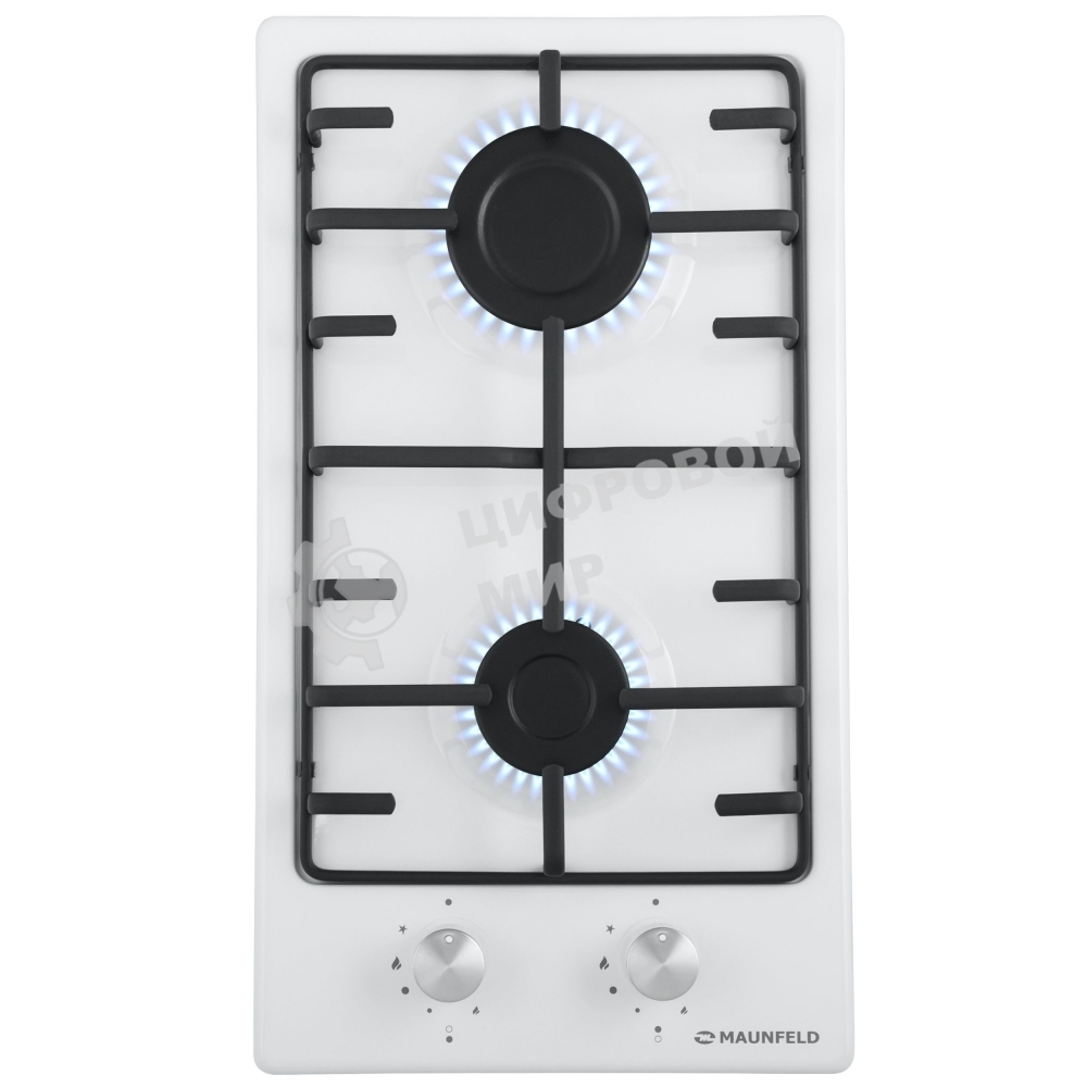 Газовая варочная панель Maunfeld EGHE.32.3EW/G, 2 конфорки, эмалированная сталь, белый