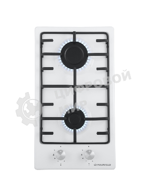 Газовая варочная панель Maunfeld EGHE.32.3EW/G, 2 конфорки, эмалированная сталь, белый