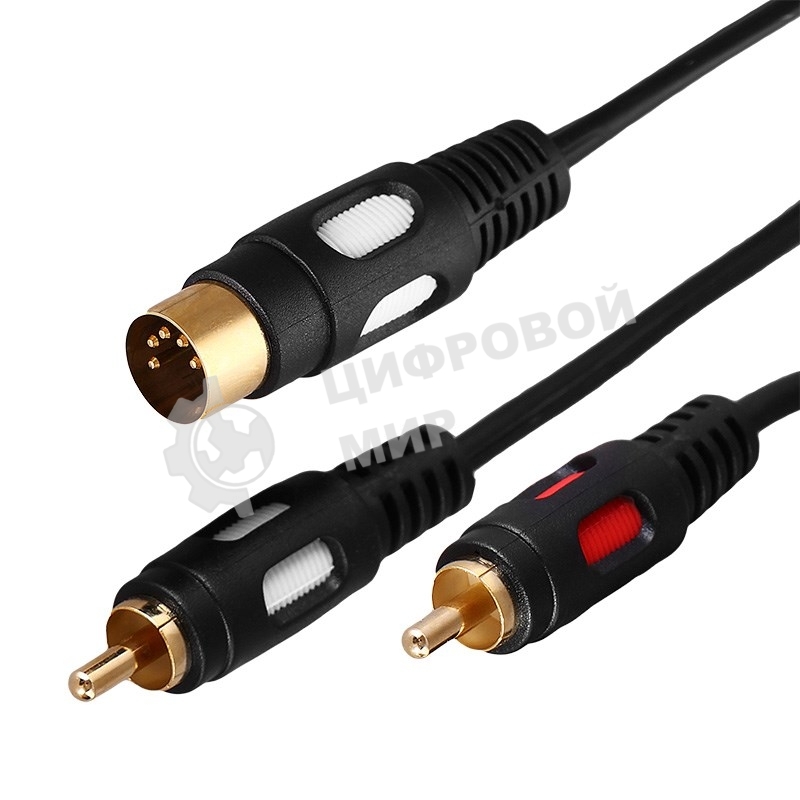 Шнур Rexant DIN 5 Pin - 2 RCA, длина 1,5 метра (GOLD)