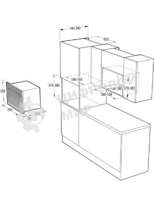 Встраиваемая микроволновая печь GORENJE BMX201AG1BG Электронное управление, черный, объем: 20 л