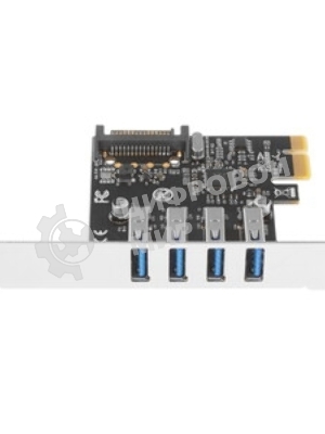 Контроллер ExeGate EXE-314 PCI-E 2.0, 4*USB 3.0 ext, разъем доп.питания (OEM)