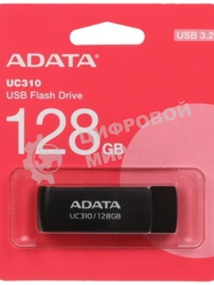 Флешка USB ADATA UC310 (UC310-128G-RBK), 128Gb, USB 3.2 Gen 1, R/W 100/30, черный