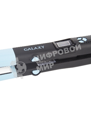 Выпрямитель для волос Galaxy GL 4505 черный/голубой, 27,5/57 мм, 200 °C, 1 режим