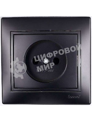 Розетка 1-м СП Мира 16А IP20 без заземл. со вставкой керамика черный бархат LEZARD 701-4242-121