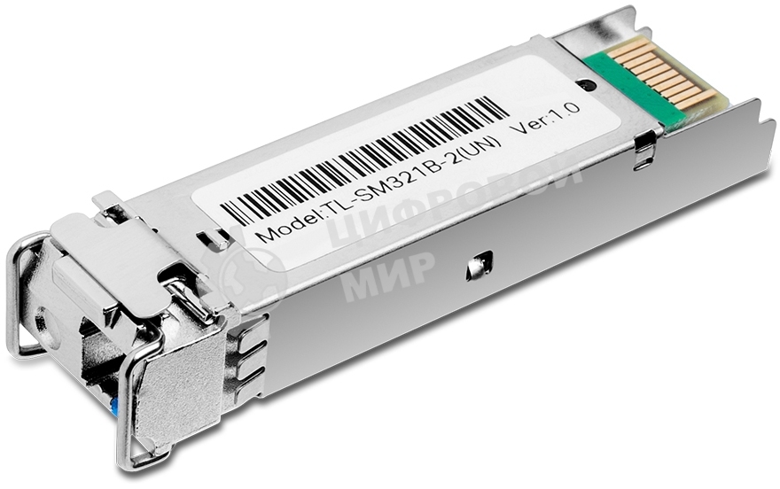 Модуль TP-Link SFP 1000Base-BX WDM Bi-Directional SFP module, TX: 1310 nm and RX: 1550 nm, 1 LC Simplex port, up to 2 km transmission distance in 9/125 μm SMF (Single-Mode Fiber), Supports Digital Diagnostic Monitoring (DDM).
