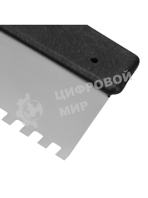 Шпатель из нержавеющей стали Сибртех 150 мм, зуб 10х10 мм, пластмассовая рукоятка