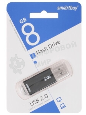 Флешка USB Smartbuy V-Cut Black (SB8GBVC-K), 8Gb, USB 2.0, R/W 20/10, черный