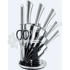 Набор кухонных ножей KELLI KL-2120 метал на подставке Высококачественная сталь 9 предметов: Топорик кухонный 16 см, Нож поварской 20 см, Нож хлебный 20 см, Нож для резки 12 см, Нож овощной 9см, Точилка, Ножницы Овощечистка с керамическим лезвием. Острая режущая кромка Легкая заточка Удобные ручки Восхитительный дизайн Практичная подставка