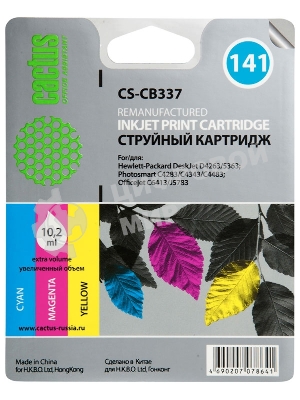Картридж струйный Cactus CS-CB337 №141 трехцветный (9 мл.) для HP DJ D4263/D4363/D5360/DJ J5783/J6413