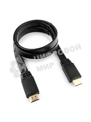 Кабель Cablexpert HDMI CC-HDMI490-15, 19M/19M, v2.0, медь, позол.разъемы, экран, плоский кабель, 1м, черный, пакет