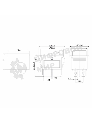 Выключатель клавишный Rexant 250V 16А (4с) ON-OFF зеленый с подсветкой