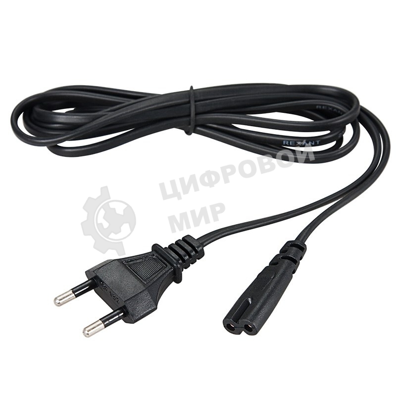 Шнур сетевой Rexant вилка - евроразъем С7, кабель 2x0,5 мм², длина 1,8 м. (PE пакет)
