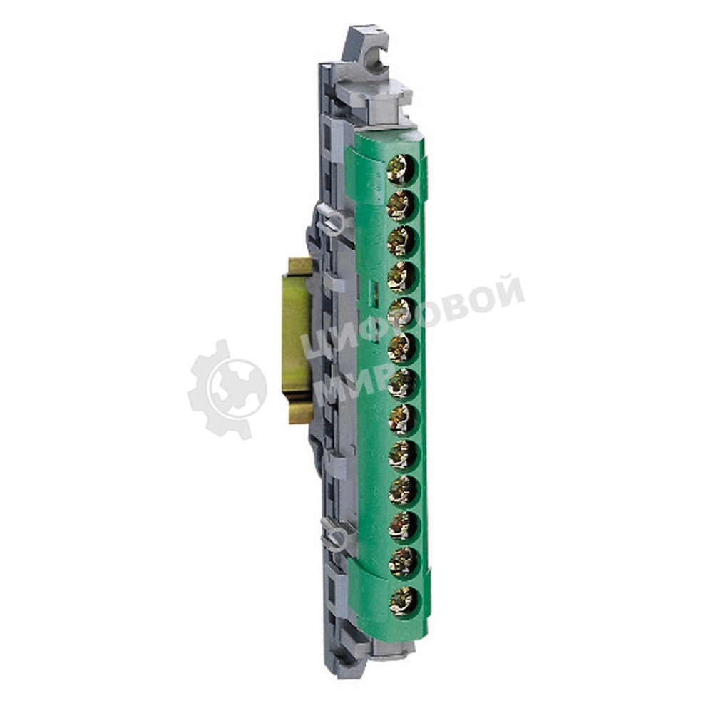 Legrand 004834 Клеммная колодка IP 2X - земля - зеленая - 1 x 6-25 мм- 12 x 1,5-16 мм- длина 113 мм