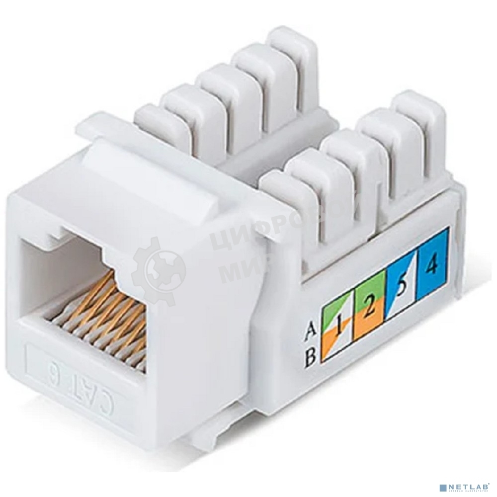 Модуль Keystone Rexant Jack RJ-45(8P8C), UTP неэкранированный, CAT 6, тип 90 градусов, белый PRO