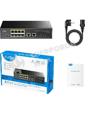 Коммутатор Cudy GS1010PS2, 8×1 Гбит/с, 2×1 Гбит/с Combo (RJ-45/SFP), 2×1 Гбит/с SFP