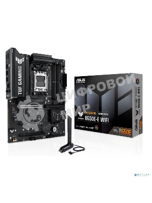 Материнская плата ASUS TUF GAMING B650-E WIFI, AM5, AMD B650, 4xDDR5, 4xSATA, 3xM.2, 1xPCIe 4.0 x16, 1xPCIe 4.0 x16, 1xPCIe x1, 1xDP, 1xHDMI, 1x2.5Gb LAN, Wi-Fi 6E, Bluetooth 5.3, 2xUSB-C (1x10Gbps, 1x20Gbps), 3xUSB-A 5Gbps, 2xUSB-A 10Gbps, 3xUSB-A 2.0, 5x3.5 мм, 7.1, ATX