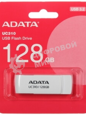 Флешка USB ADATA UC310 (UC310-128G-RWH), 128Gb, USB 3.2 Gen1, R/W 100/30, белый