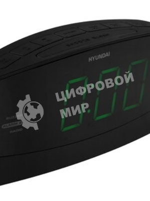 Радиобудильник Hyundai H-RCL238 черный LCD подсв:зеленая часы:цифровые FM