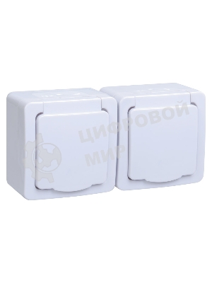 Розетка двухместная с з/к с крышкой для открытой установки РСб22-3-ГПБб IP54 серия 