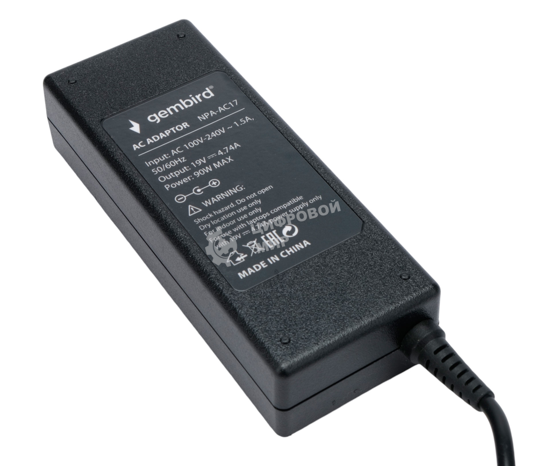Блок питания Gembird для ноутбуков Asus, Toshiba 19В/4,74А, 90Вт, 1 штекер 5,5х2,5мм (NPA-AC17)