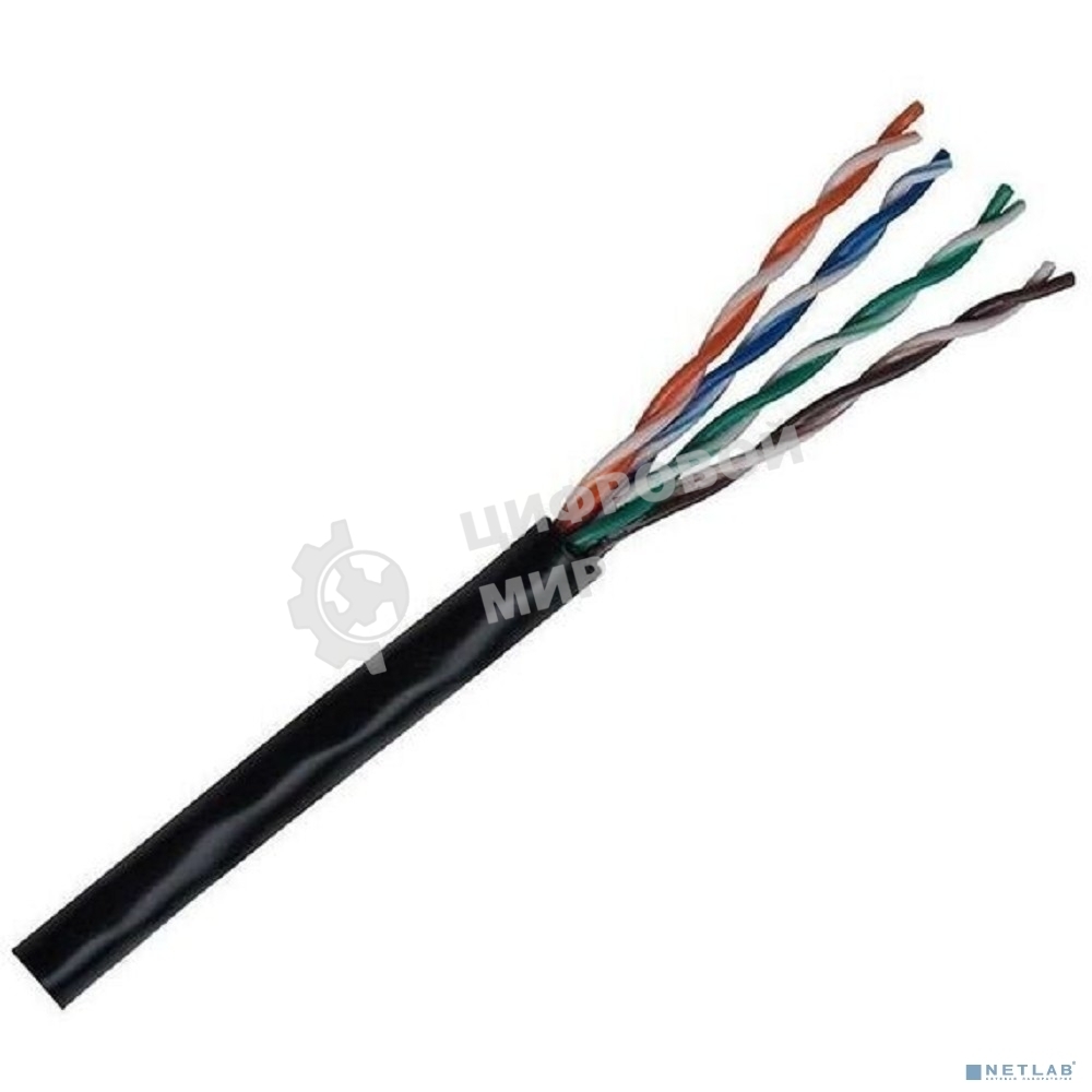 Кабель NEOMAX NM711032-100М-РТ U/UTP cat.5e 4x2x0.46, 25 AWG, Медь, внешний, PE, 100м, черный