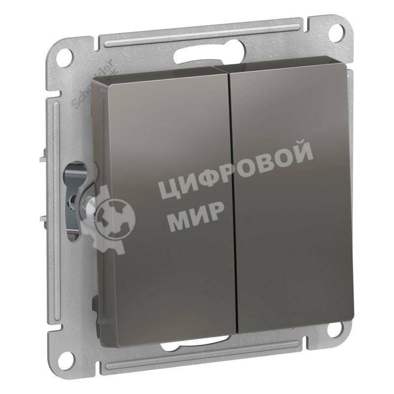 Механизм выключателя 2-кл. СП AtlasDesign 10А IP20 (сх. 5) 10AX сталь