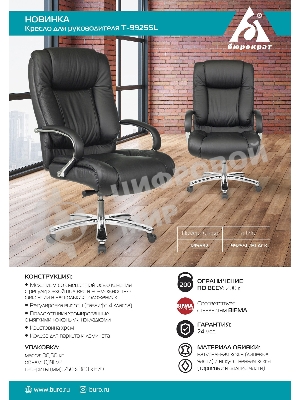 Кресло Бюрократ T-9925SL/BLACK черный, кожа