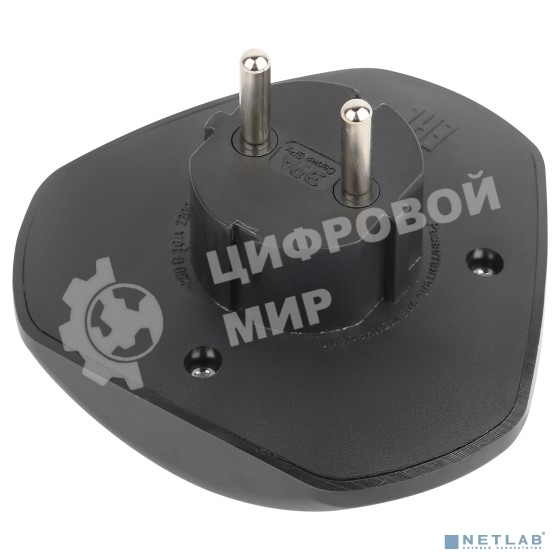 Разветвитель электрический ЭРА SPx-3-B на 3 розетки без заземл. 10А черный