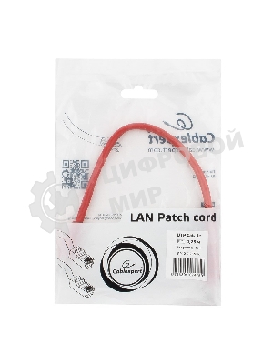 Патч-корд UTP Cablexpert cat.5e, 0.25м, литой, многожильный, красный