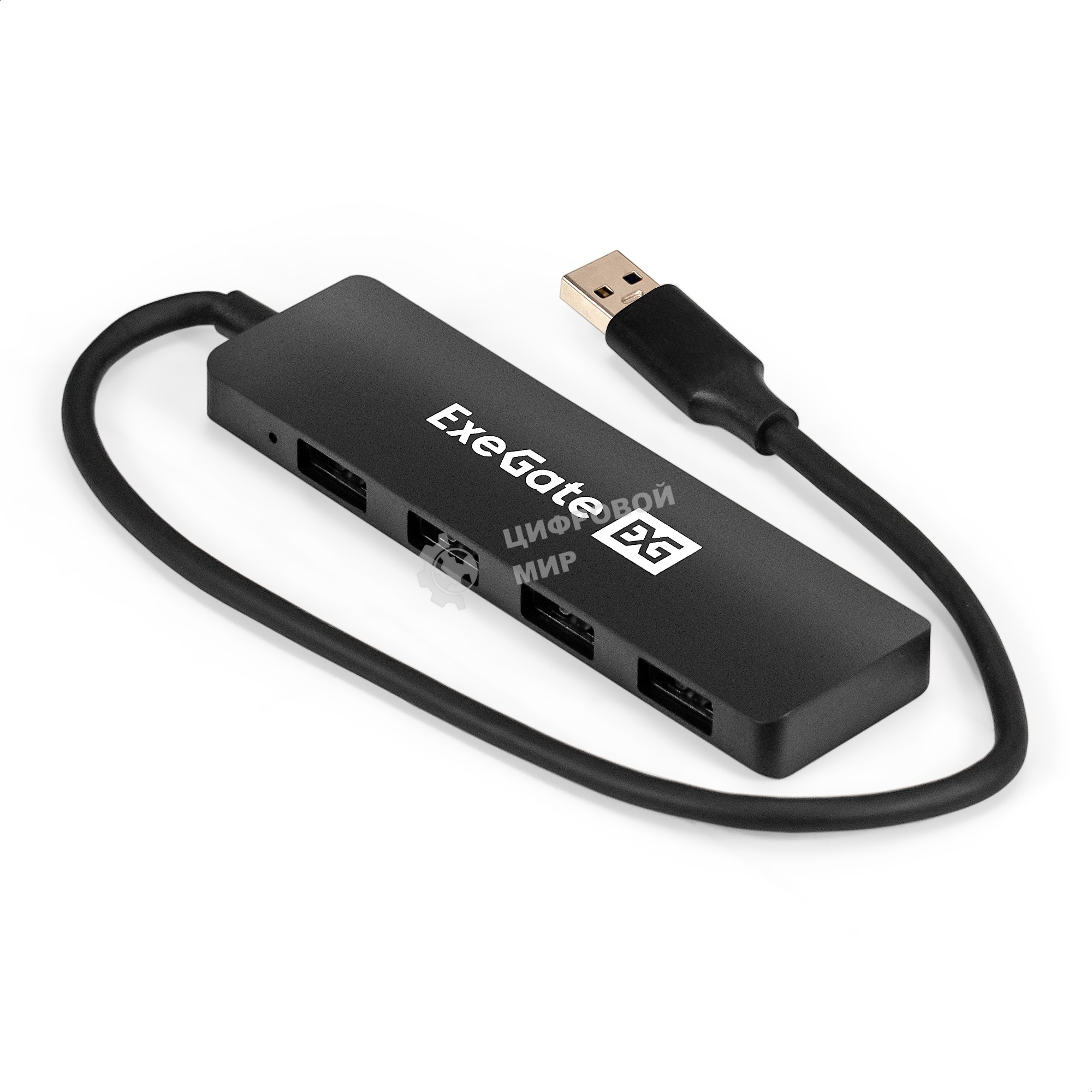 USB-концентратор 4-в-1 ExeGate DUB-4P/3 (кабель-адаптер USB3.0 --> 4xUSB3.0, Plug&Play, черный)