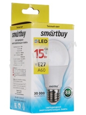 Светодиодная (LED) лампа Smartbuy A60-15W/3000/E27