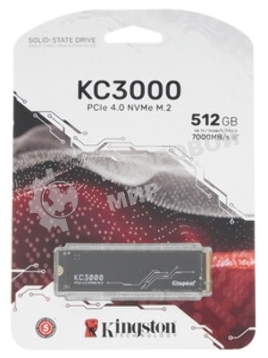 Накопитель SSD Kingston 512Gb M.2 KC3000 SKC3000S/512G (PCI-E 4.0 x4, up to 7000/3900Mbs, 3D TLC, NVMe, 400TbW, Phison E18, 22х80мм, LP heatsink)