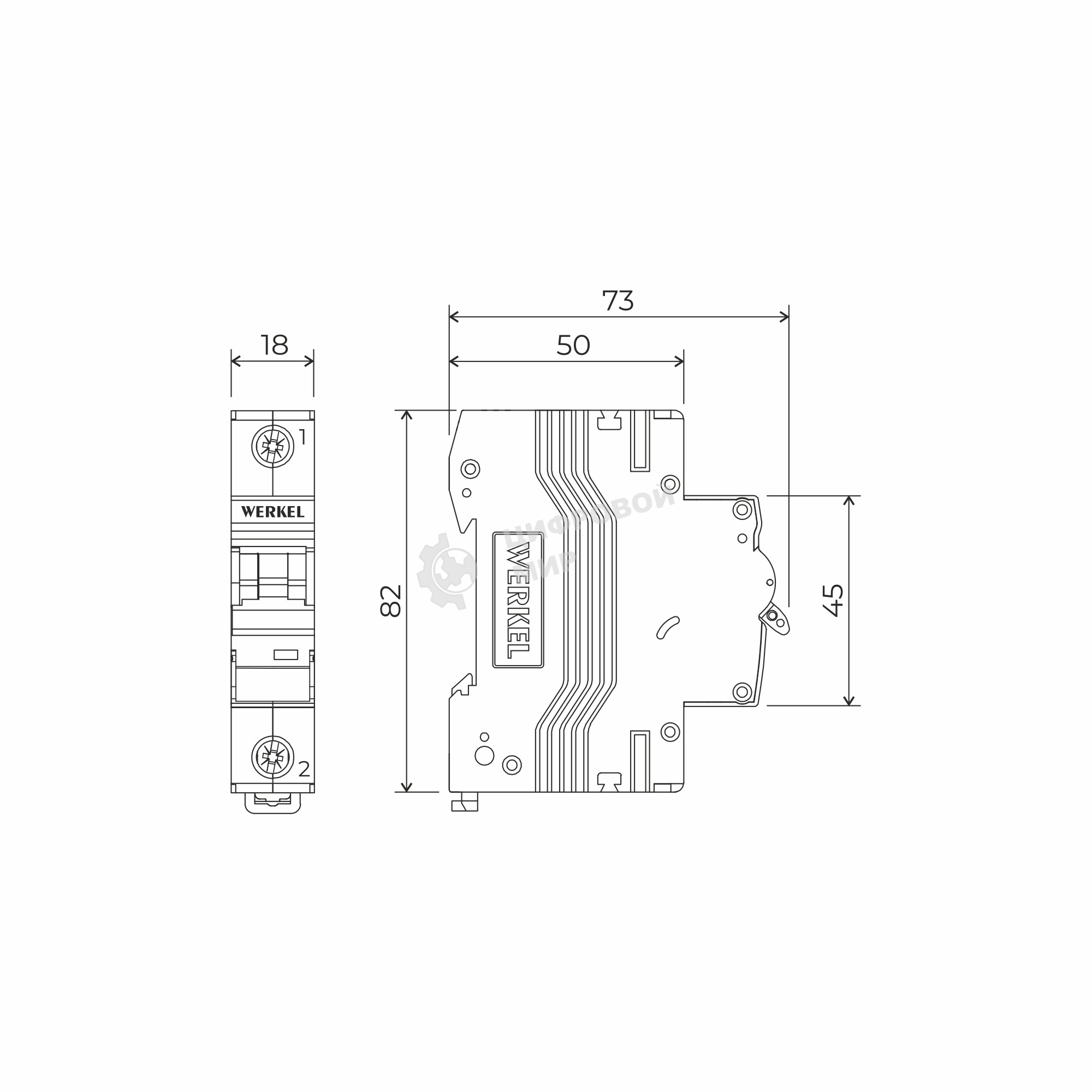 Автоматический выключатель Werkel 1P  50 A  C  6 кА W901P506