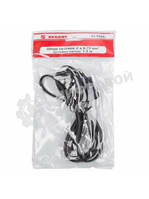 Шнур сетевой Rexant вилка угловая - евроразъем С7, кабель 2x0,75 мм², длина 1,5 м. (PVC пакет)