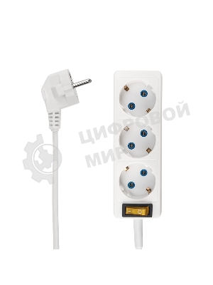 Удлинитель PROconnect 3 гнезда, 1.5 м, 3х0.75 мм², с/з, с кнопкой, белый