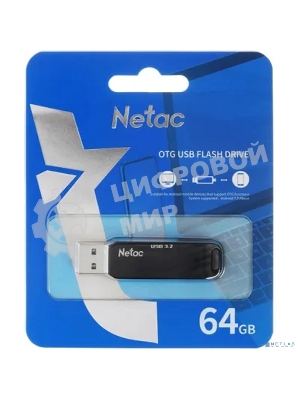 Флешка USB Netac US11 черный 64Gb USB Type-A + USB Type-C, metal/plastic case