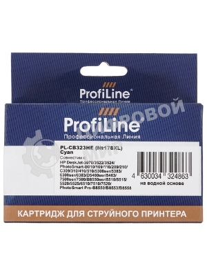 Картридж струйный ProfiLine PL-CB323HE №178XL для принтеров HP Photosmart C5380/C5383/C6380/C6383/D5460/D5463/Premium Fax/Pro B8553 Cyan водн