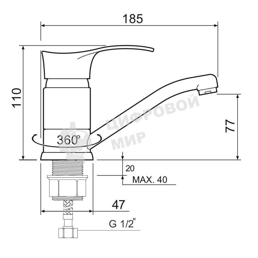 SL86-004FBS-15 Смеситель для кухни, ø35