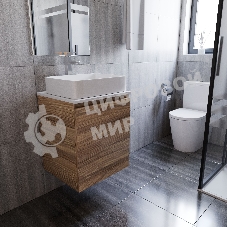 Тумба Bau Dream Blackwood 50 с дверцей, раковина BAU Hotel 48х37, смеситель для раковины высокий Hotel Still, нержавеющая сталь