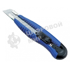 Нож канцелярский Kw-Trio 3713blue, ширина лезвия 18 мм, усиленный 2 сменных лезвия, металл, синий, блистер