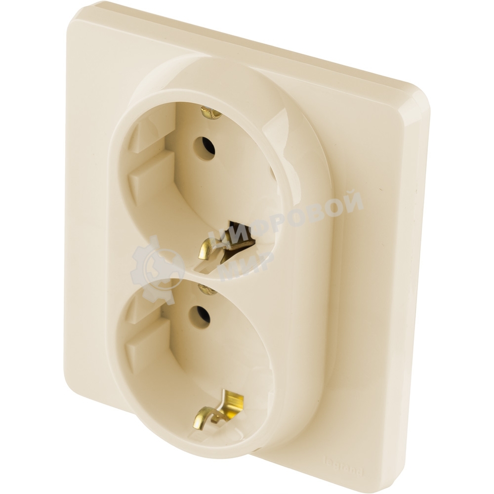 Розетка 2 x 2К+З немецкий стандарт 16А 250 В слоновая кость